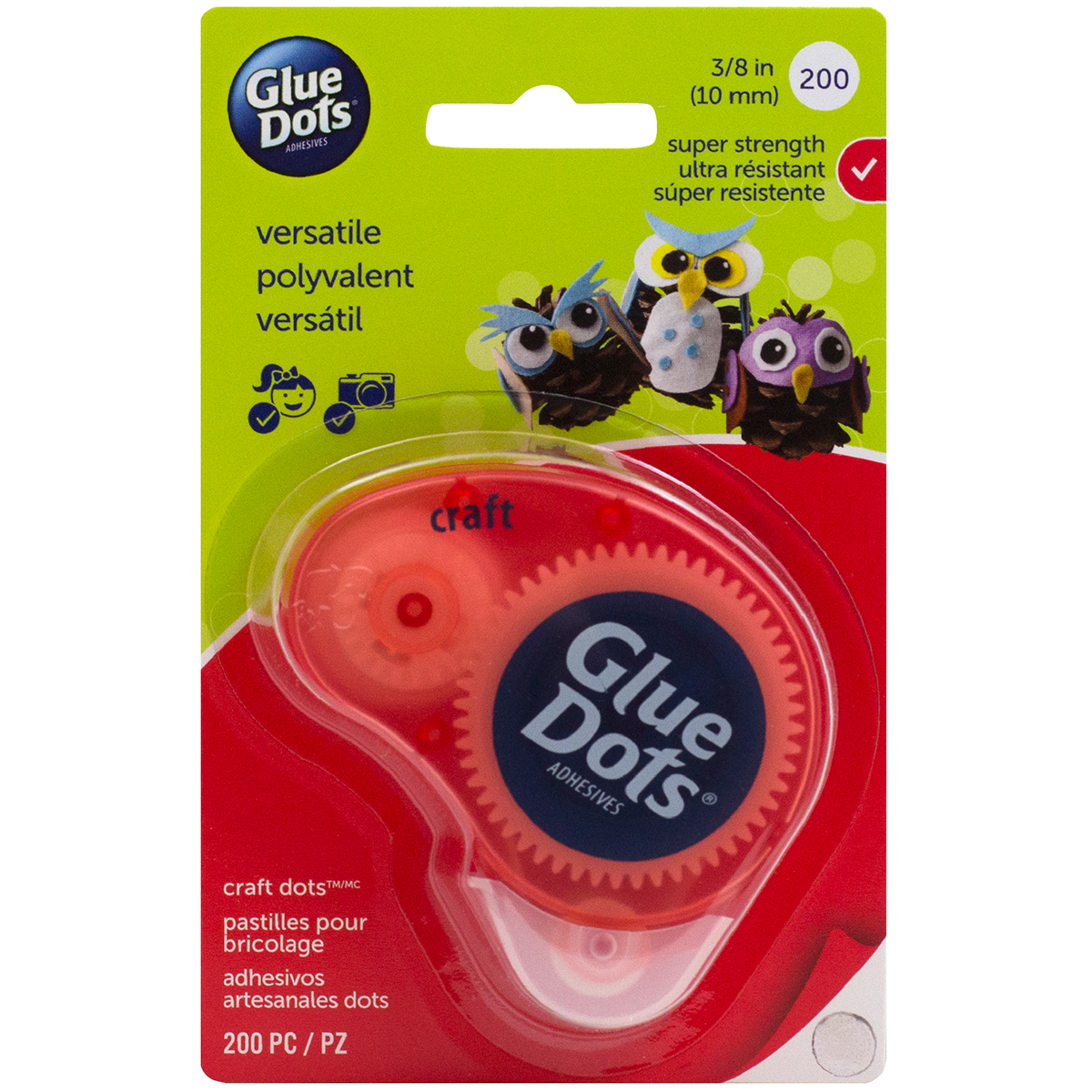 Glue Dots Clear Dot Disposable Dispenser-Craft .375 200/Pkg